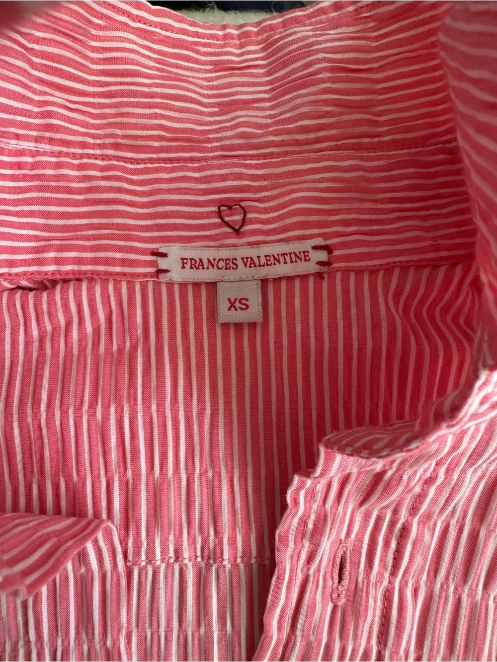 Frances Valentine perfect puckered Pink & White Striped Shirt dress - XS